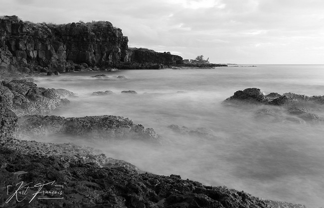 Photo longue exposition de la mer depuis les falaises d'Albion à l'île Maurice