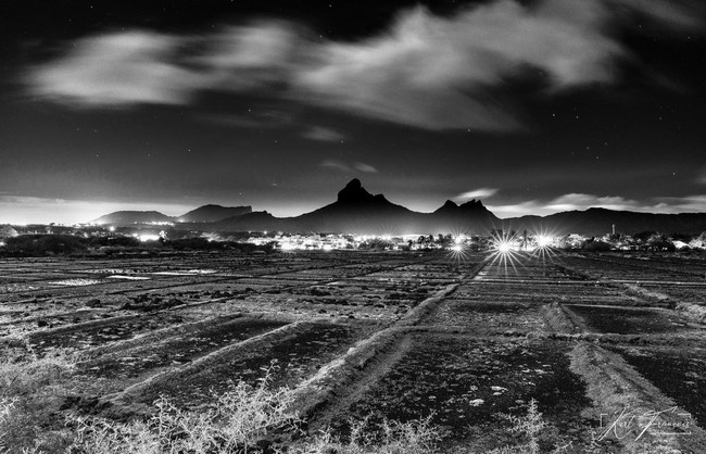 Les Salines in Tamarin - Night Blended Photography with Mountain Rempart