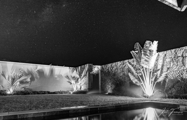 PDS villa Ile Maurice propriété HDR photographie de la piscine et du ciel nocturne